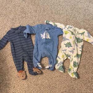 Carters Newborn Boy Footed Sleeper Set of 3 Bundle Lot